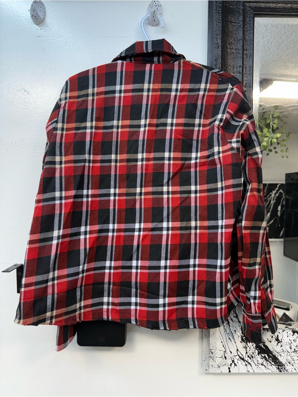 Lux Red and Black Plaid Shirt with Script Neck Tag image 4